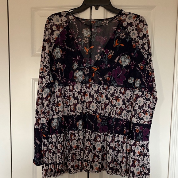 FP Movement by Free People Floral Blouse - Dark Purple and White - Picture 9 of 15